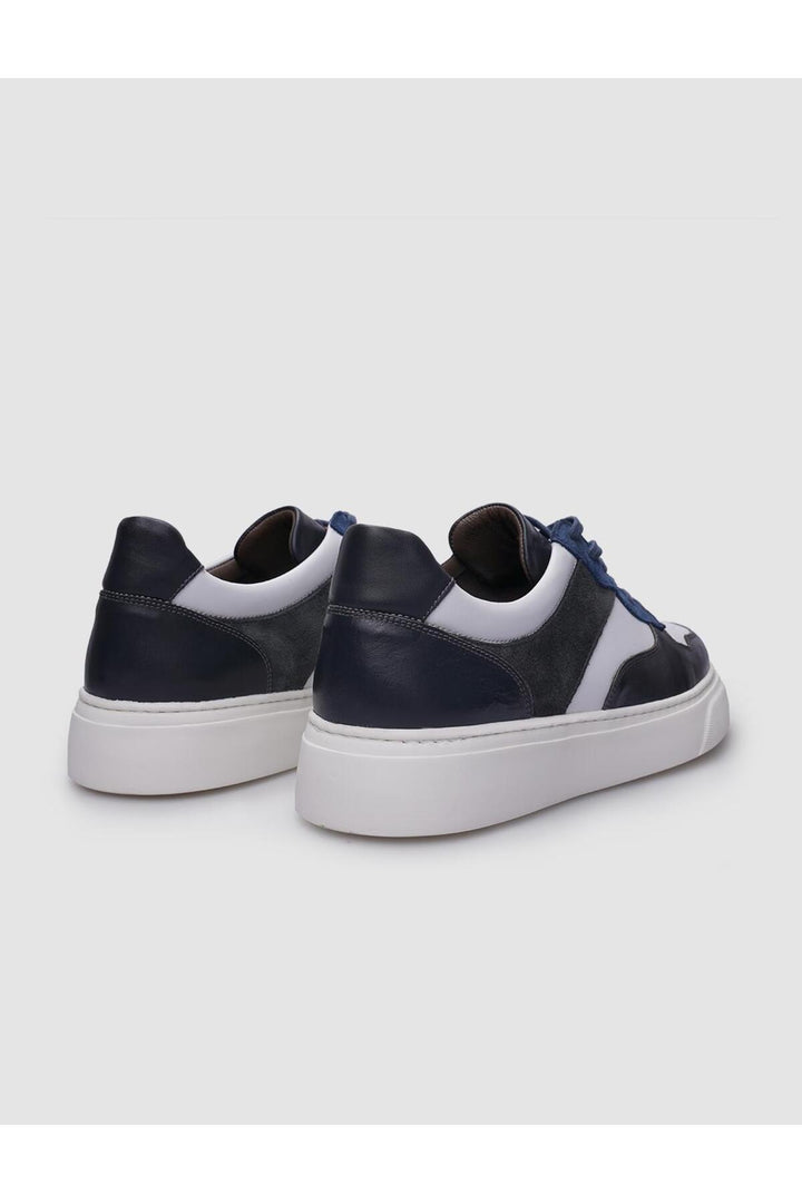 Cabani Shoes Baskets pour hommes en cuir véritable gris à lacets 100% - Gris