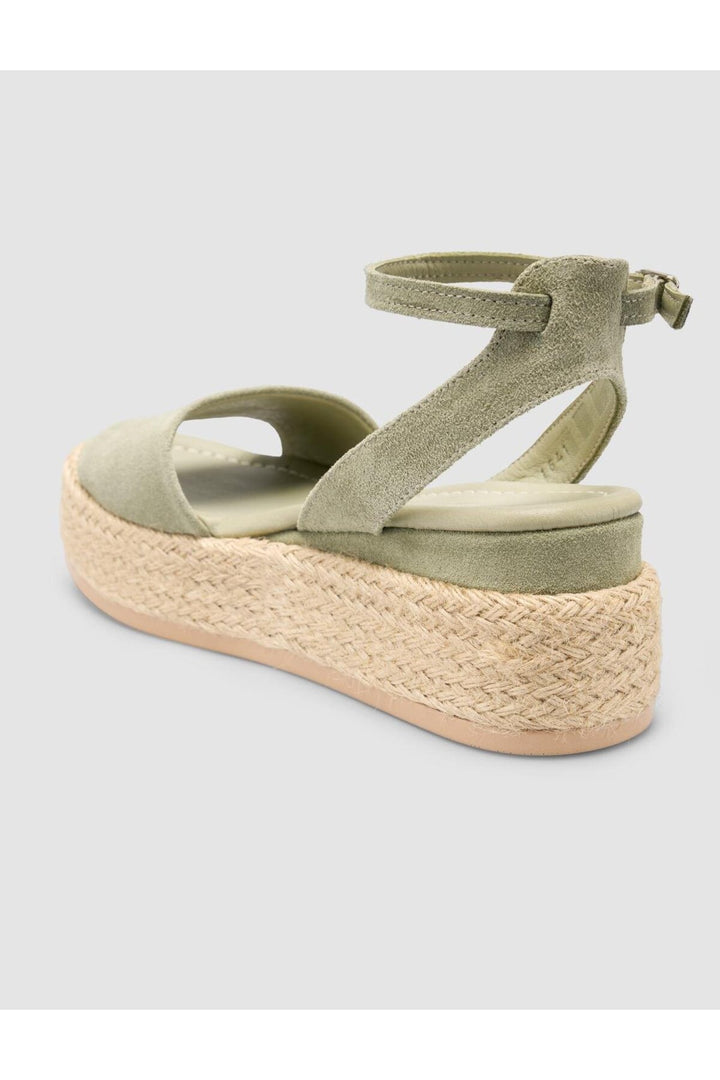 Cabani Shoes %100 Cuir véritable Sandales en suède vertes pour femmes - Vert