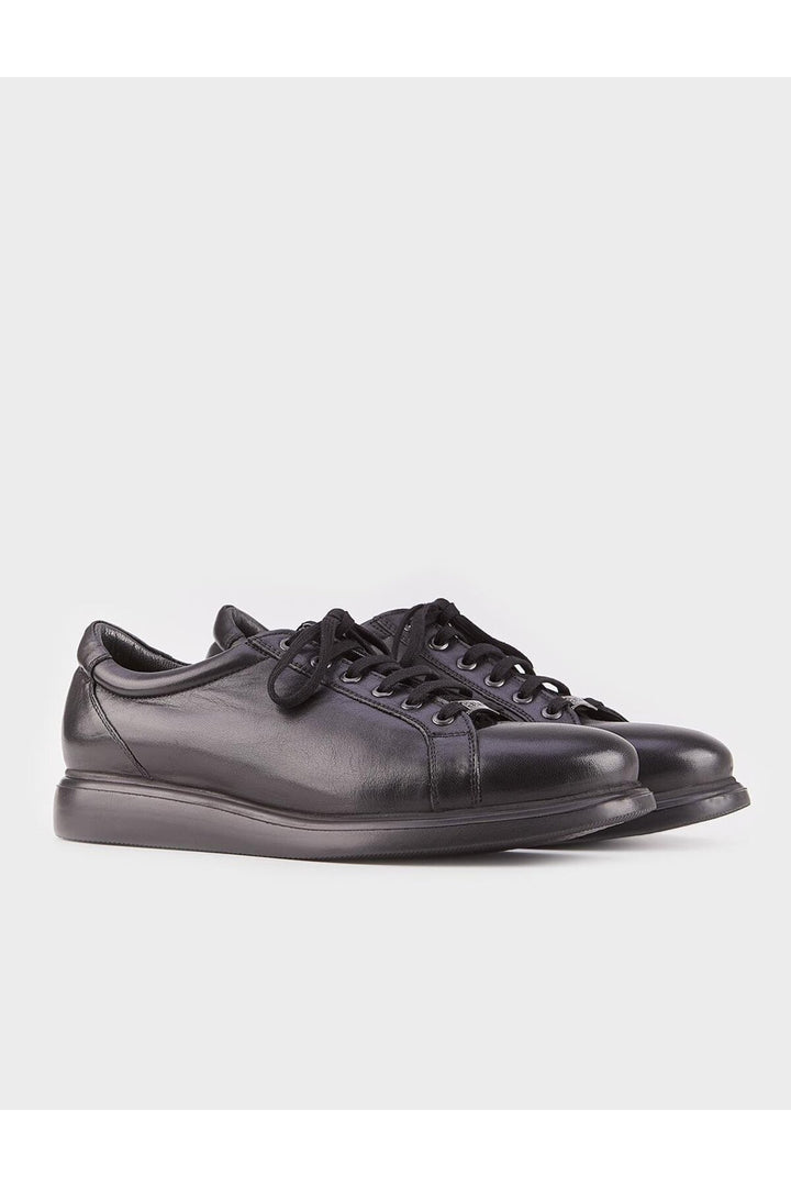 Cabani Shoes Chaussures de ville pour hommes en cuir véritable noires à lacets - Noir
