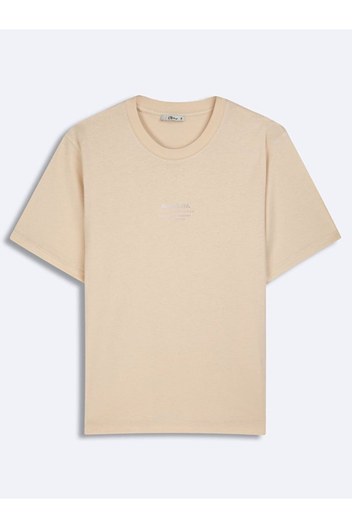 LTB T-shirt classique beige à col zéro