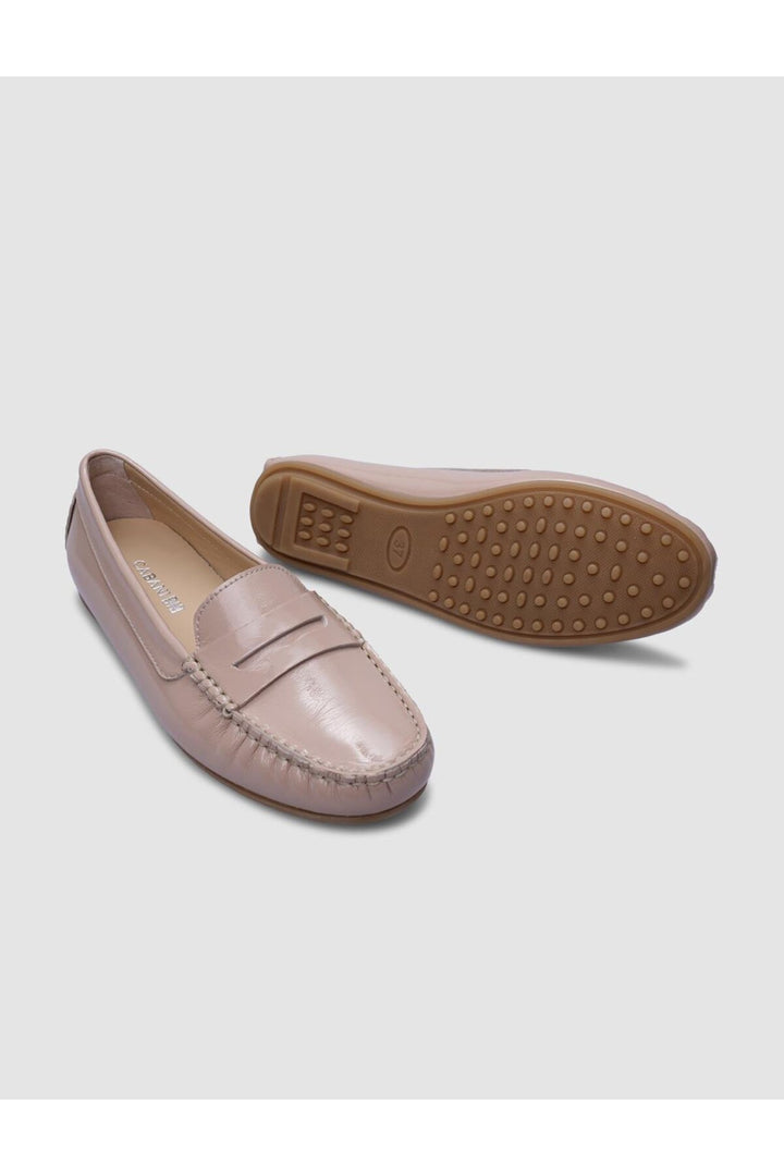 Cabani Shoes %100 Cuir véritable Mocassin femme en vernis poudre - Poudre
