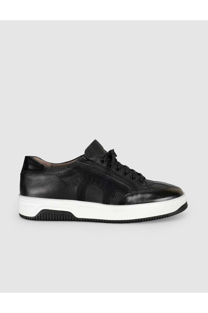 Cabani Shoes Baskets pour hommes en cuir noir premium - Multicolore