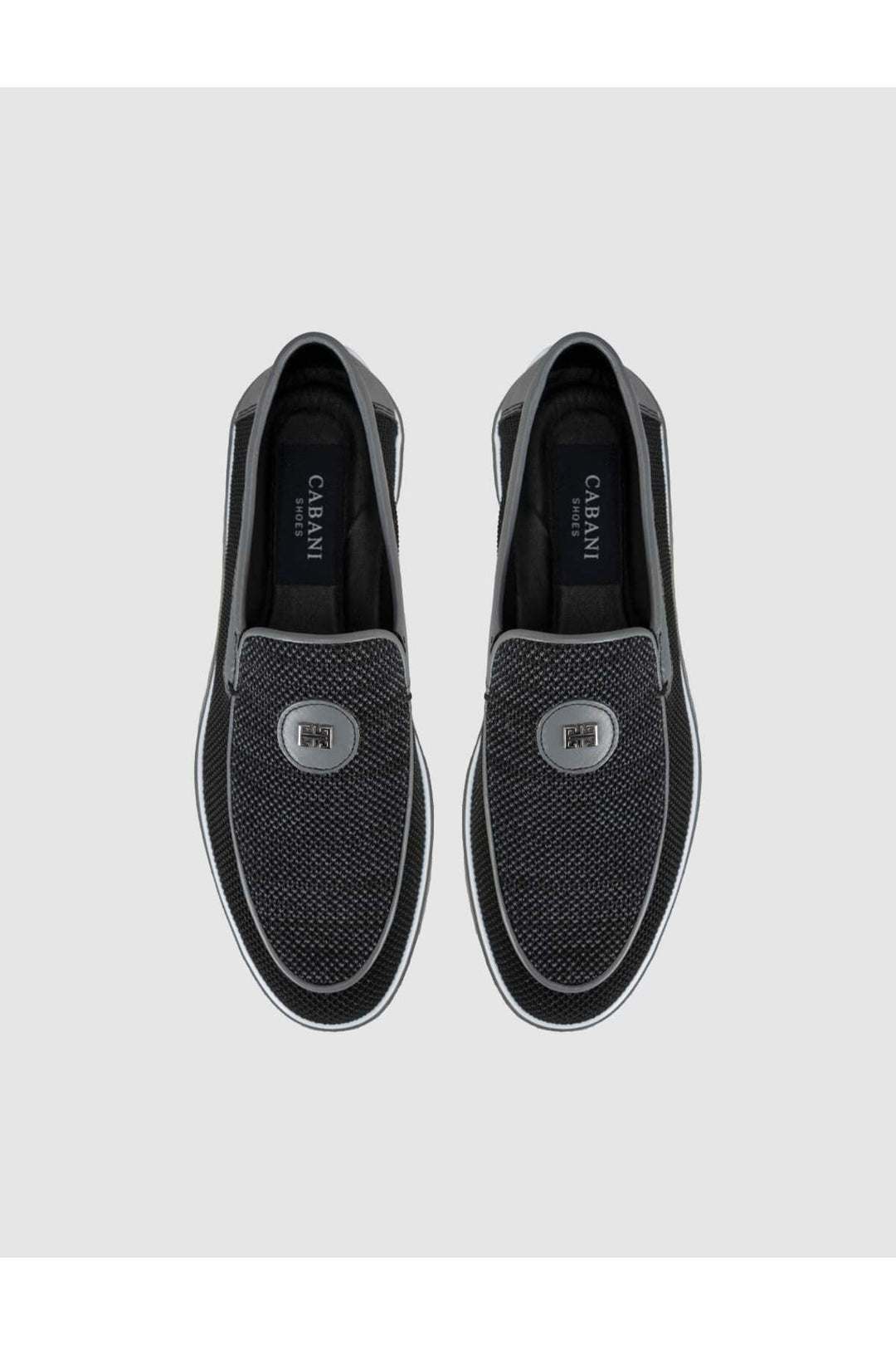Cabani Shoes Mocassins noirs pour hommes avec détails en tricot - Multicolore