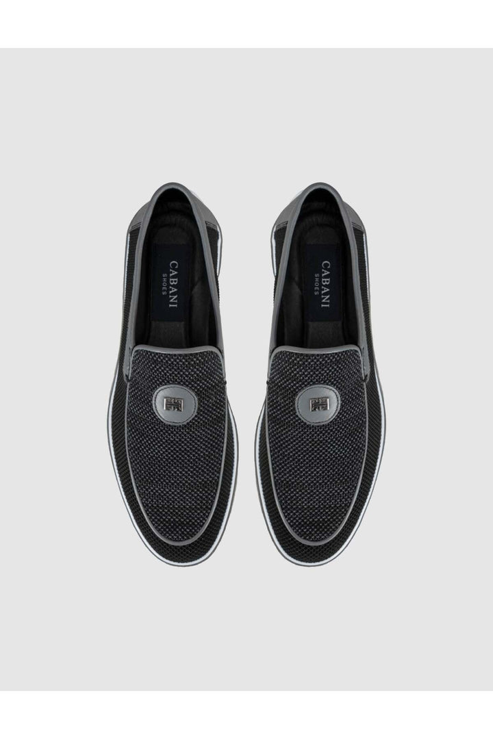 Cabani Shoes Mocassins noirs pour hommes avec détails en tricot - Multicolore