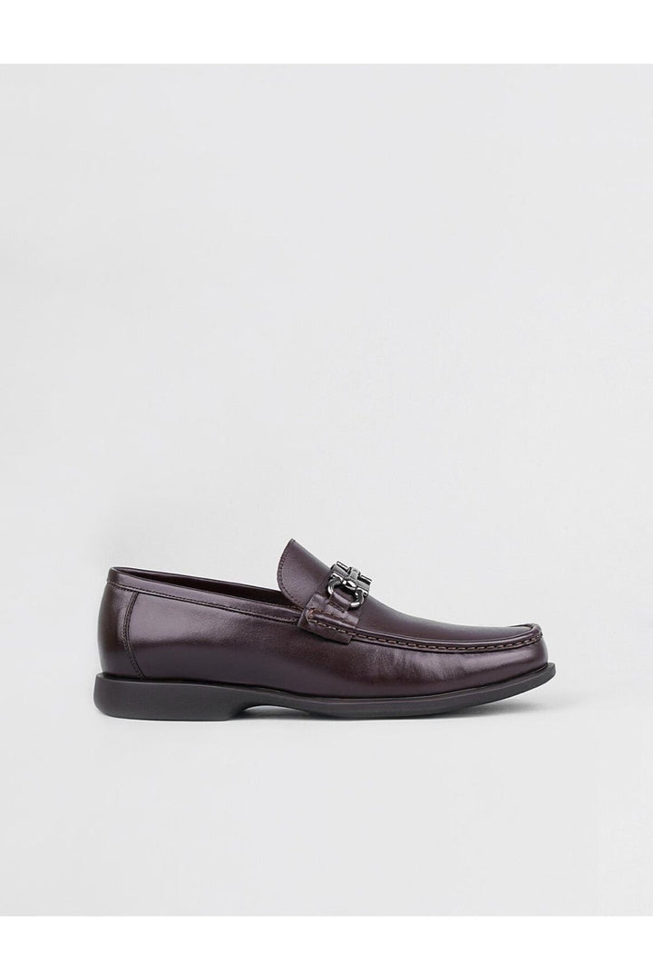 Cabani Shoes Mocassin pour homme en cuir véritable marron avec accessoire de boucle. - Marron