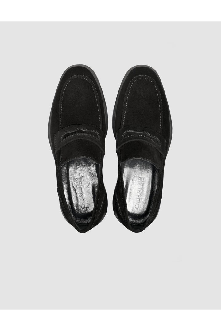 Cabani Shoes Mocassins pour hommes en cuir véritable suédé noir - Noir
