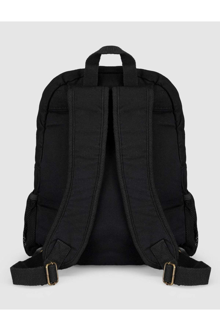 Cabani Shoes Sac à dos unisexe en lin imprimé noir - Multicolore