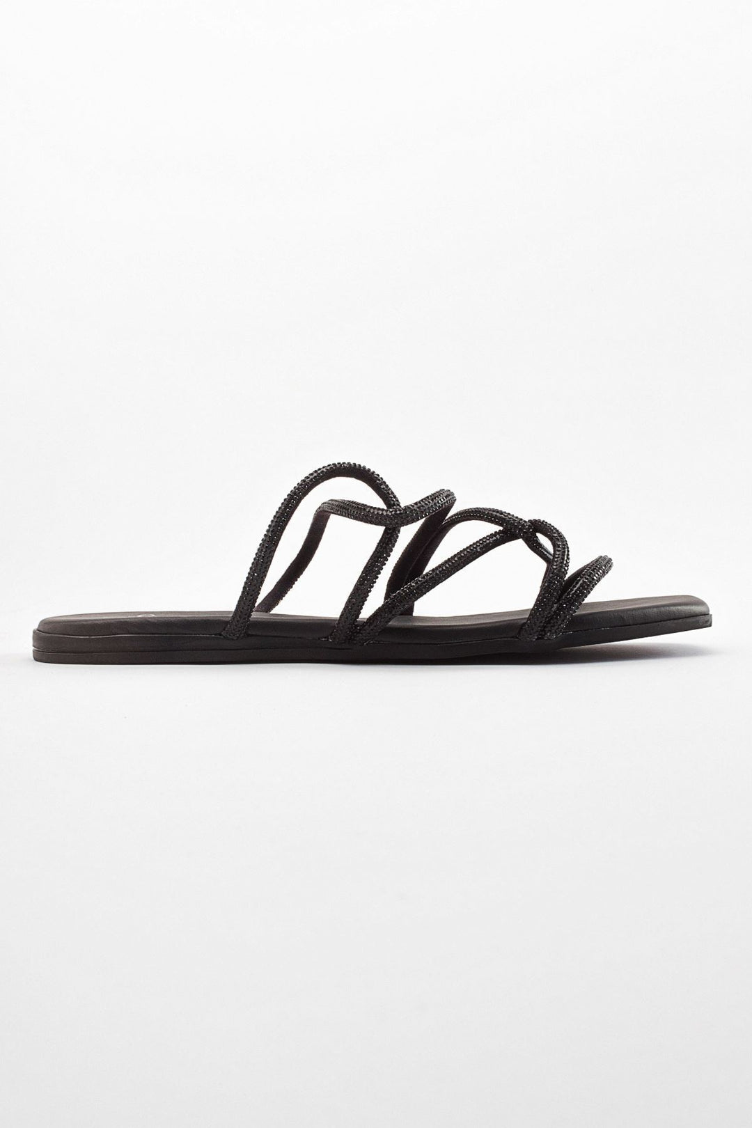 Wavelys Sreta Sandale Femme Basse Été à Strass - Noir