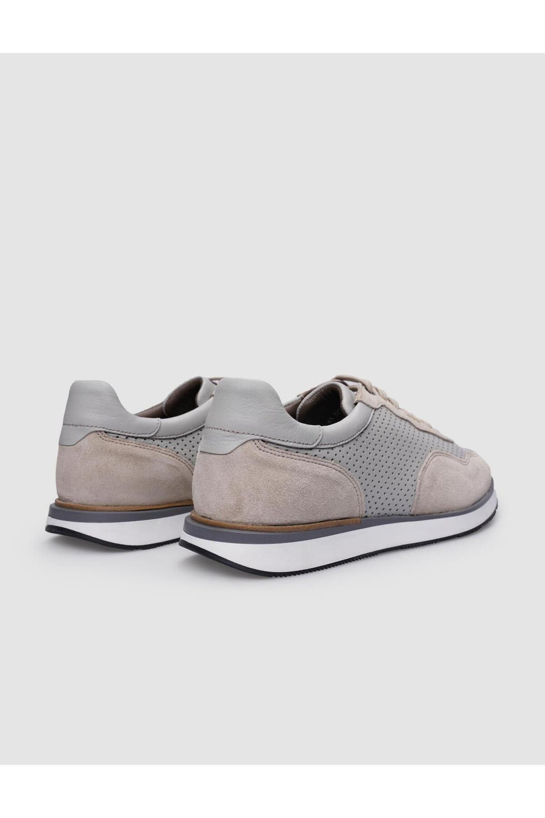 Cabani Shoes %100 Cuir Véritable Beige Suédé Chaussures de Sport Homme à Lacets - Beige