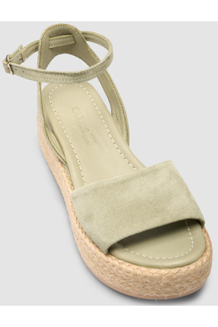 Cabani Shoes %100 Cuir véritable Sandales en suède vertes pour femmes - Vert