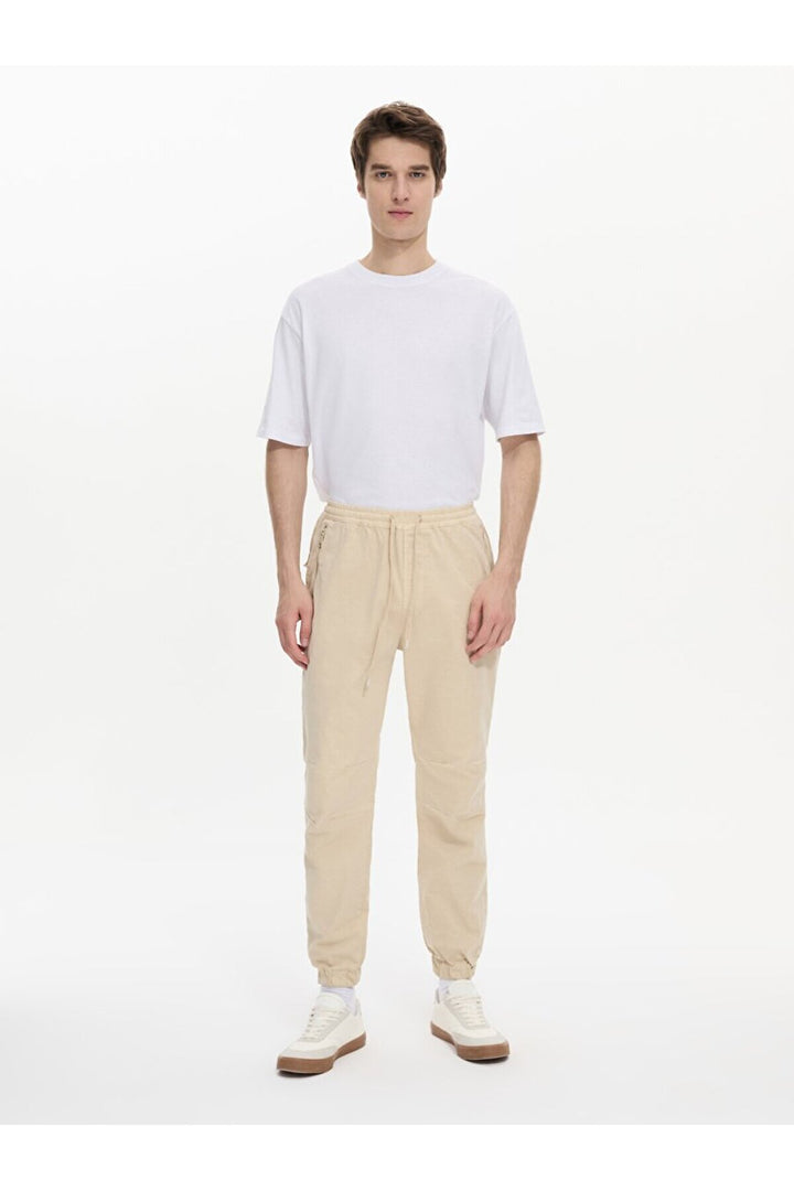 LTB Pantalon ajusté taille jogger beige