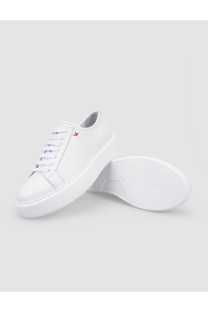 Cabani Shoes Chaussures de sport pour femmes en cuir véritable blanc à lacets 100% - Blanc