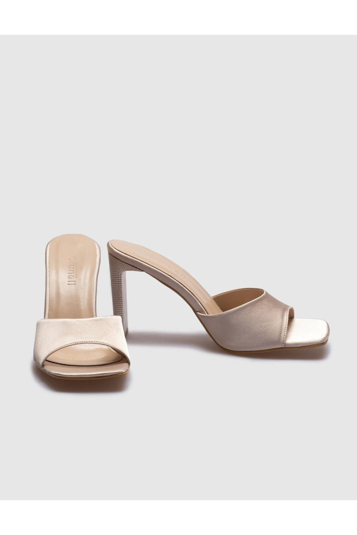 Cabani Shoes Crunell Sandales à talons en satin beige pour femmes - Beige