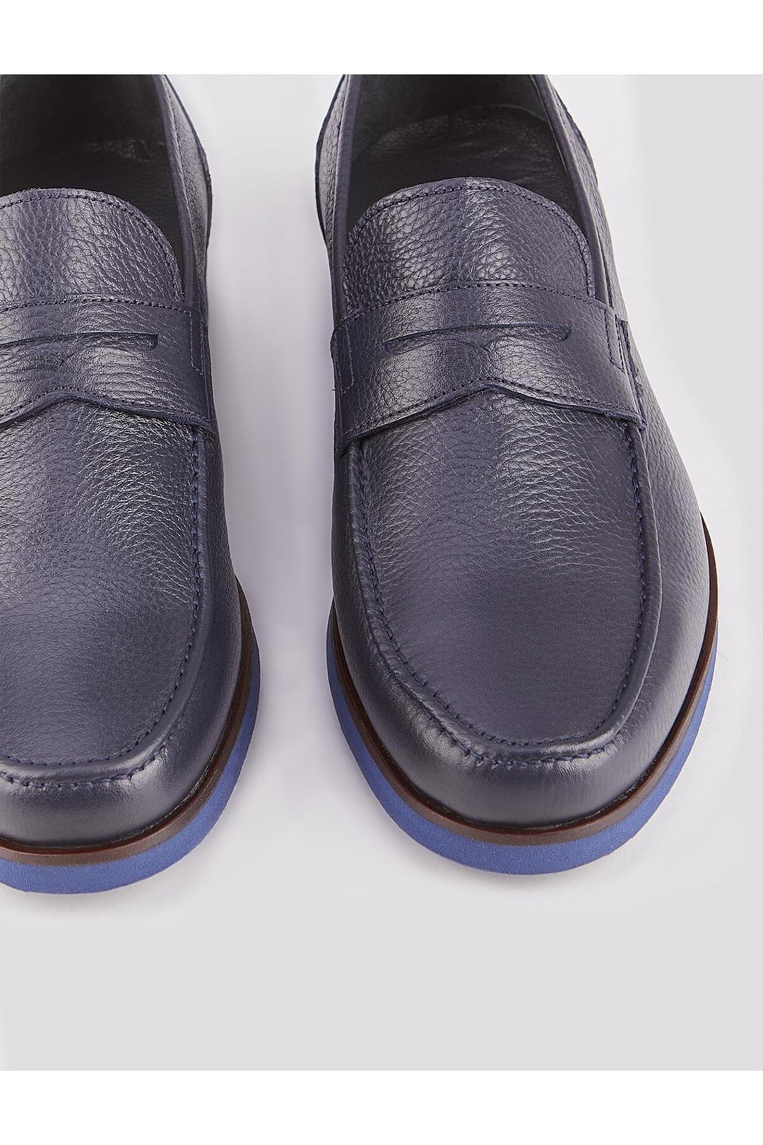 Cabani Shoes Chaussures de ville pour hommes en cuir véritable bleu marine avec détails de ceinture. - Bleu marine