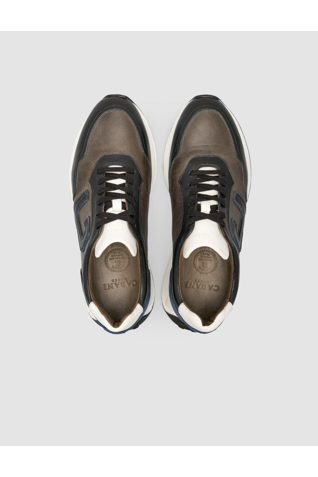 Cabani Shoes Renasen Chaussures de sport pour hommes en cuir véritable noir-gris mélangé à 100% en daim - Gris