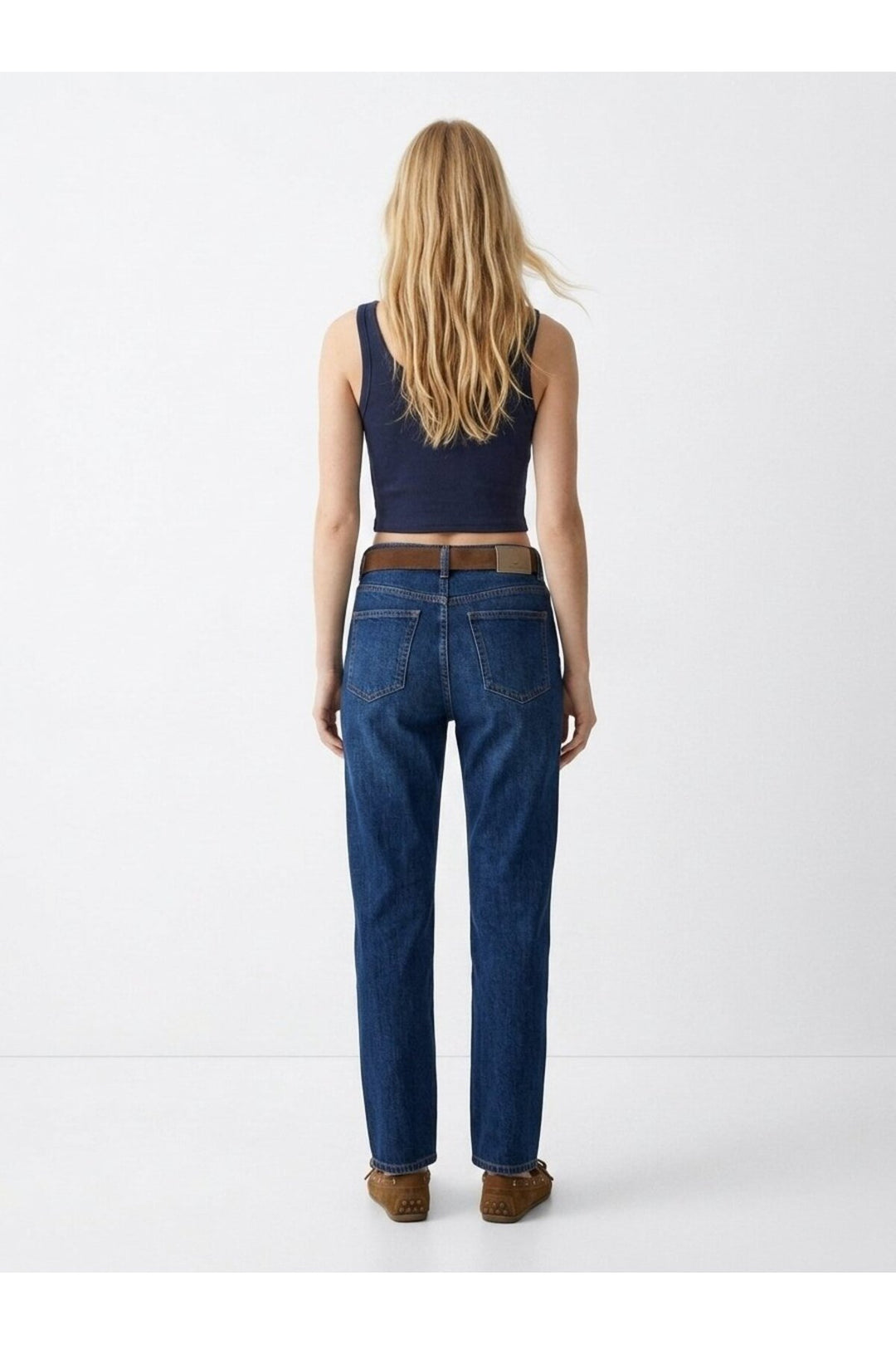 LTB Débardeur crop côtelé bleu marine à boutons - Bleu marine