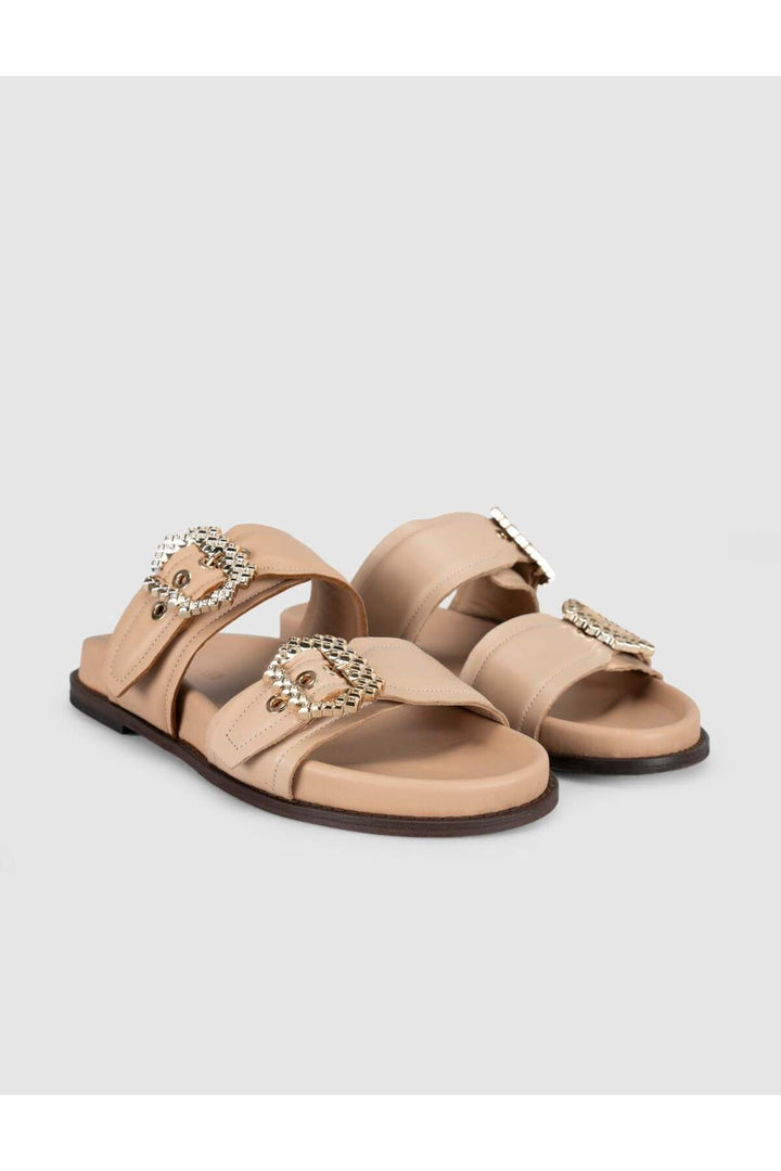 Cabani Shoes Sandales en cuir véritable pour femmes beige - Tabac