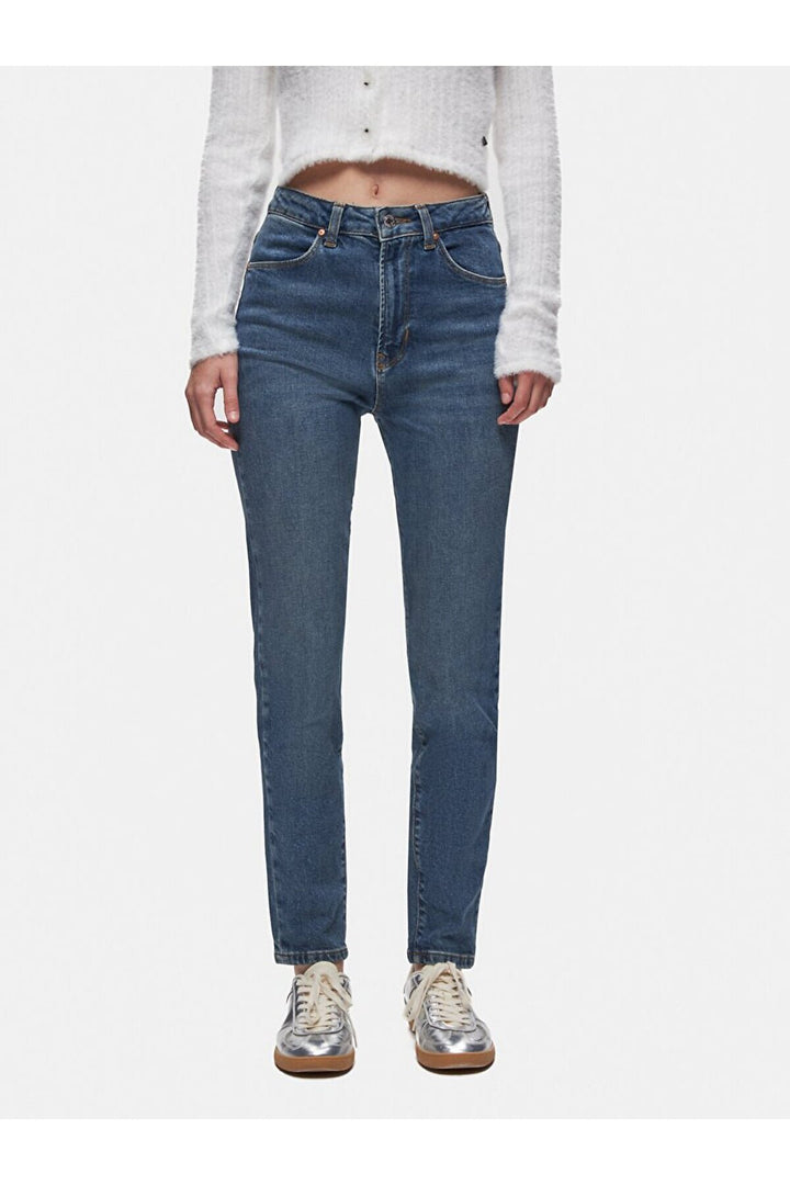 LTB Pantalon Jean Mom Slim Taille Haute Dores - Bleu_