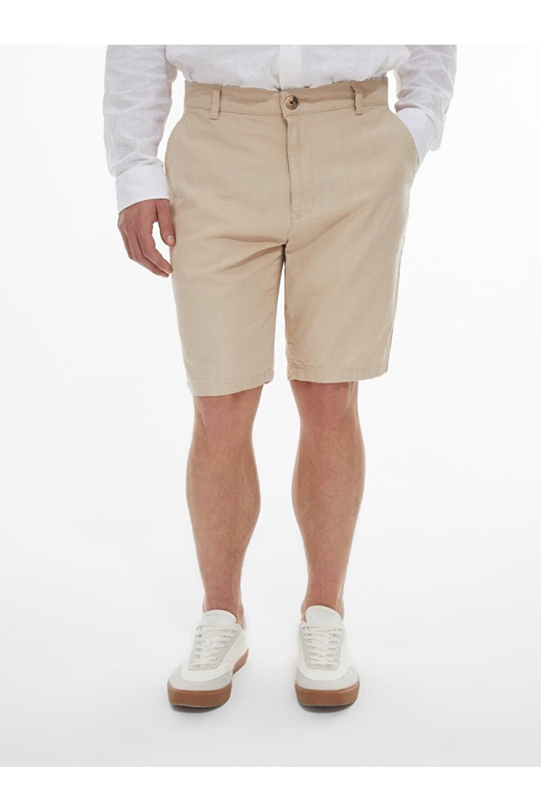LTB Short midi beige classique aspect lin