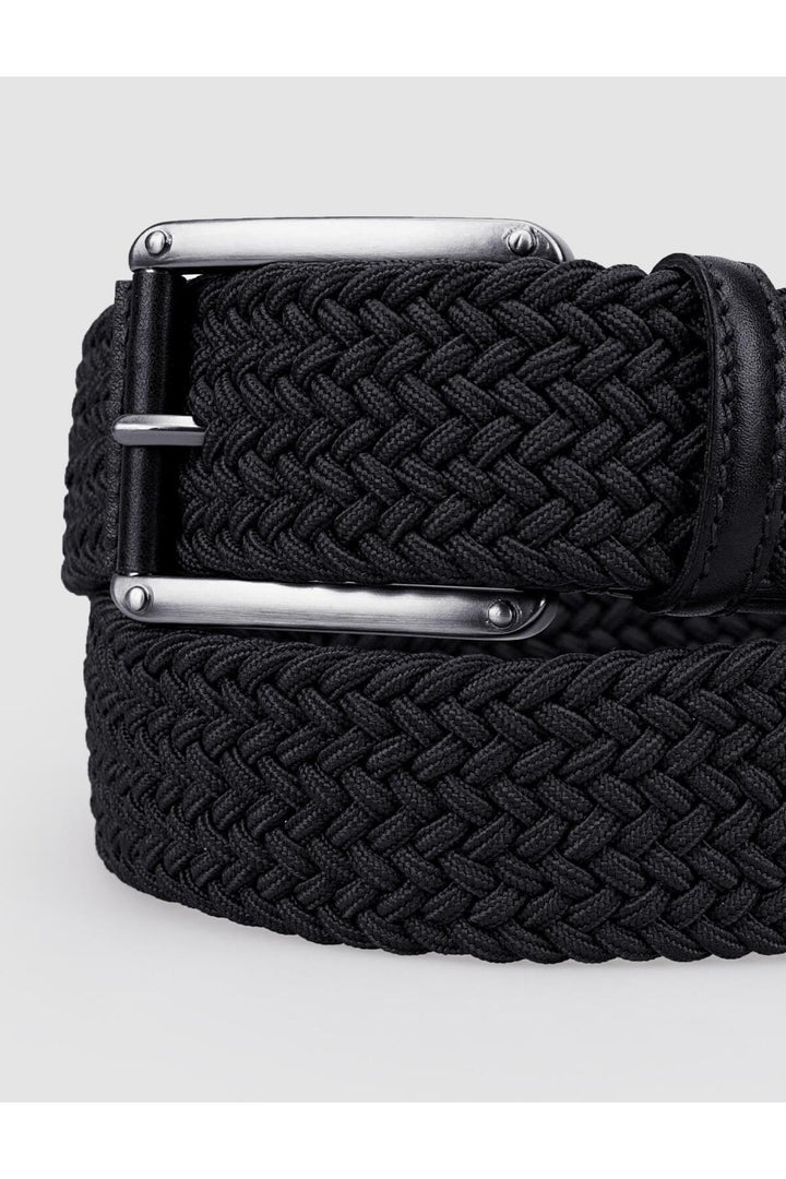 Cabani Shoes Ceinture quotidienne pour homme en tricot noir avec détails en tricot de 4 cm - Noir