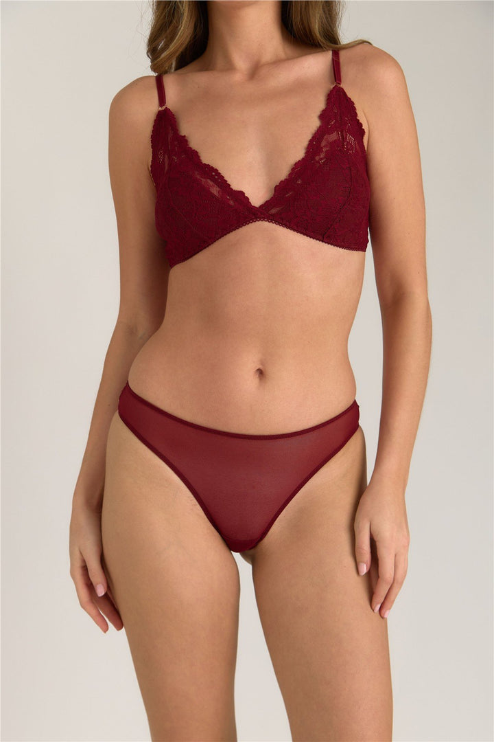 Lovely Things Soutien-gorge triangle large en dentelle DOROTHY - Bordeaux