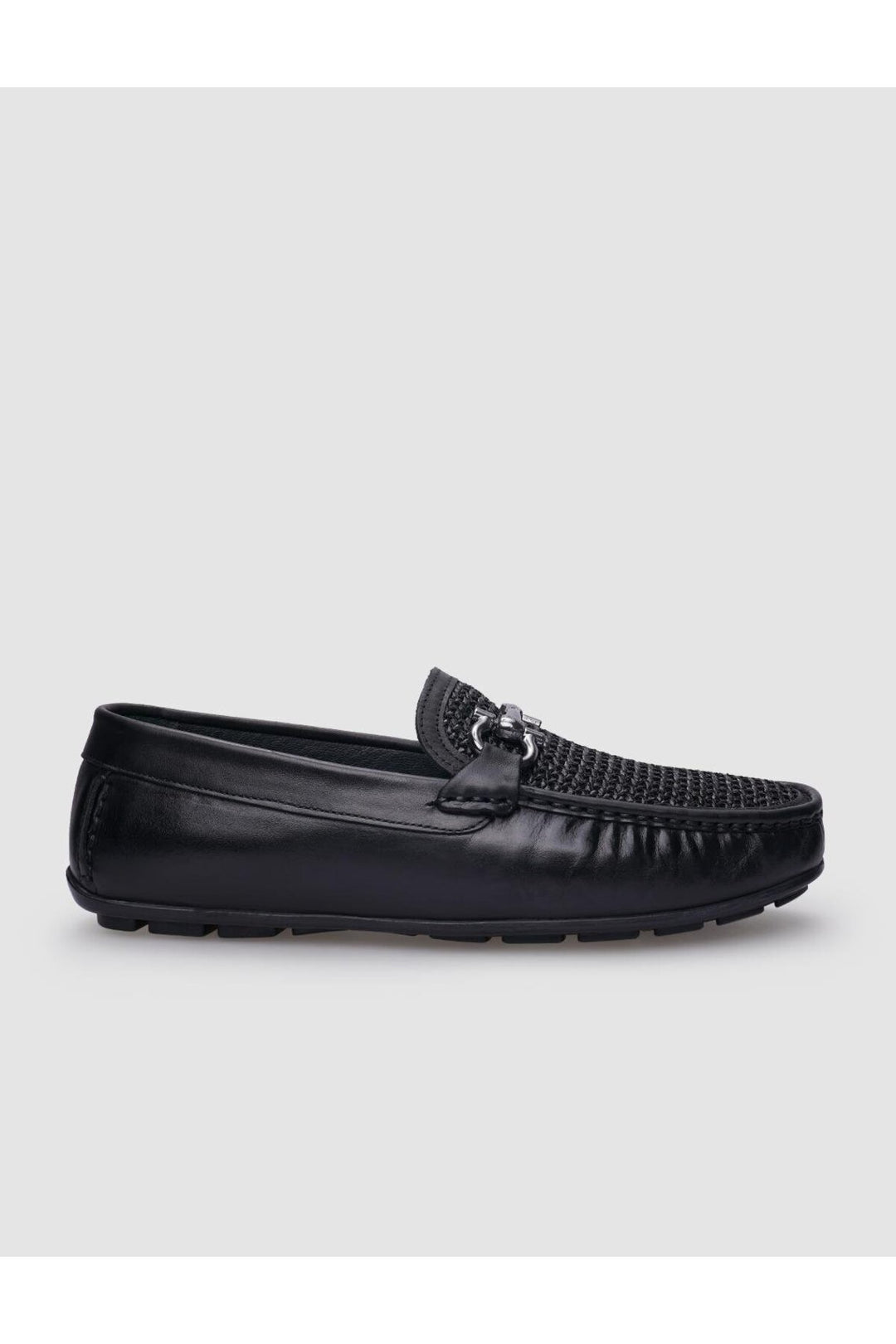 Cabani Shoes Mocassin homme en cuir véritable noir avec détails en tressé à 100%. - Noir