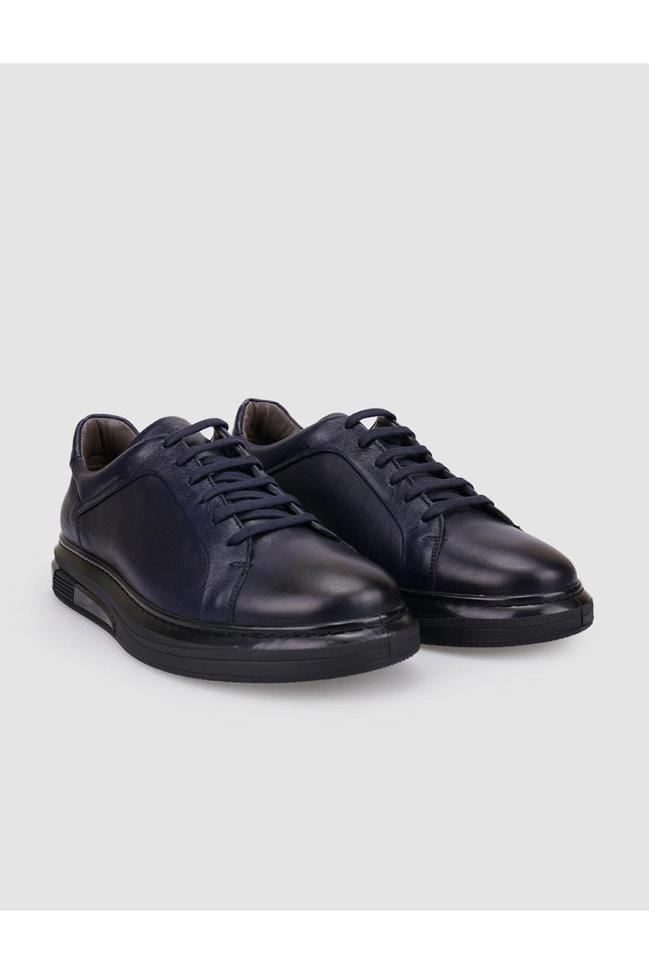 Cabani Shoes %100 Cuir Véritable Chaussures de Sport pour Hommes à Lacets Bleu marine - Bleu marine
