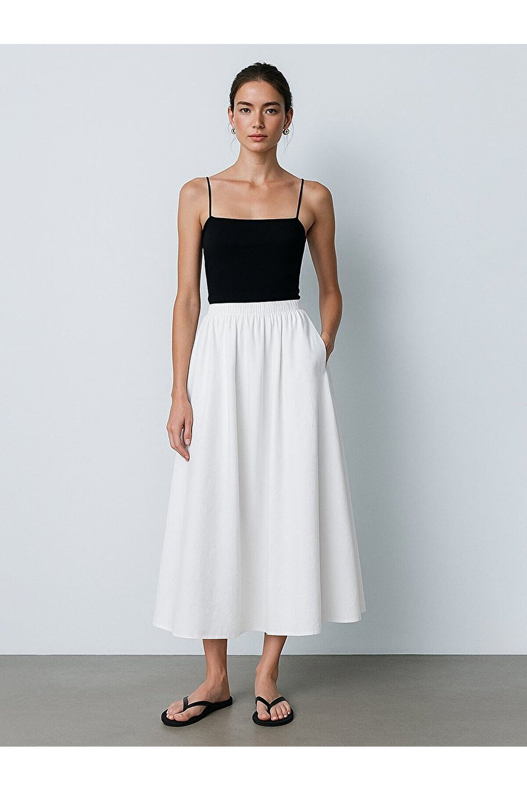 LTB Jupe mi-longue basique blanche