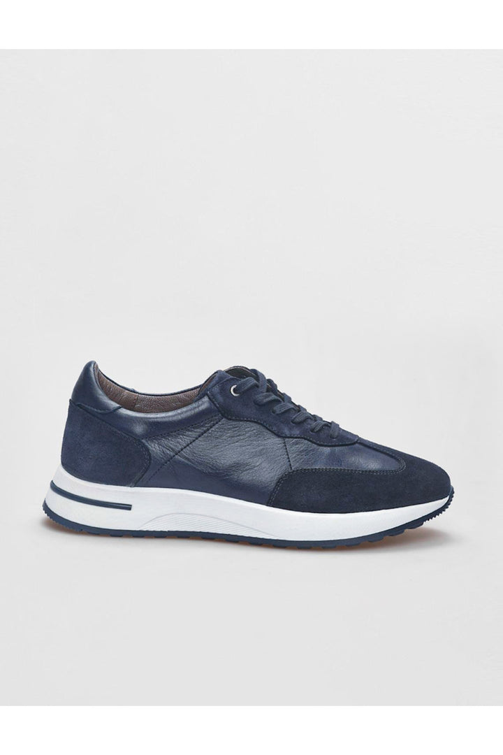 Cabani Shoes Chaussures de sport pour hommes en suède bleu marine à lacets en cuir véritable - Bleu marine
