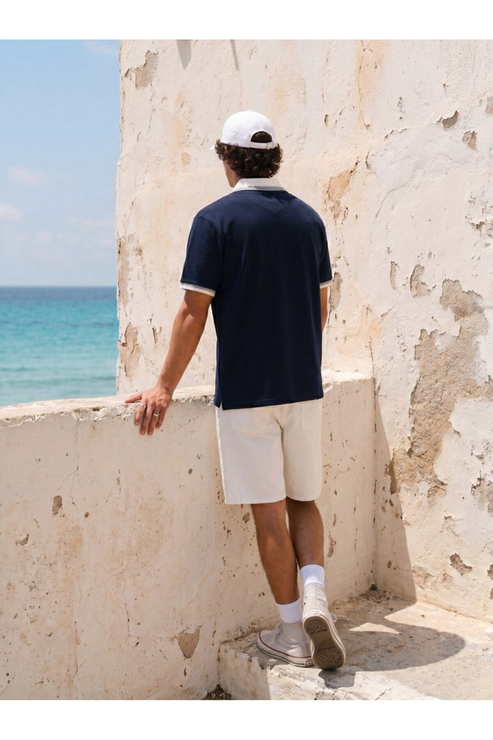 LTB T-shirt Bleu marine À Détails Contrastés - Bleu marine