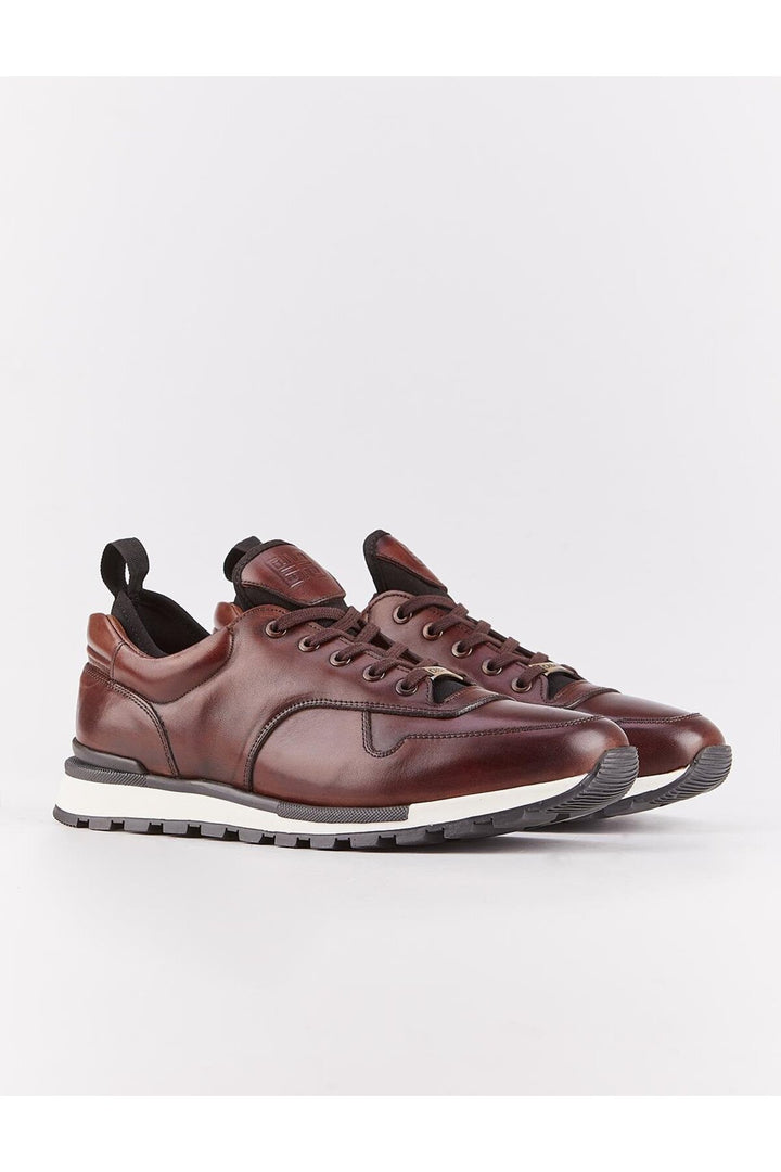 Cabani Shoes Chaussures de sport pour hommes en cuir véritable marron à lacets - Marron