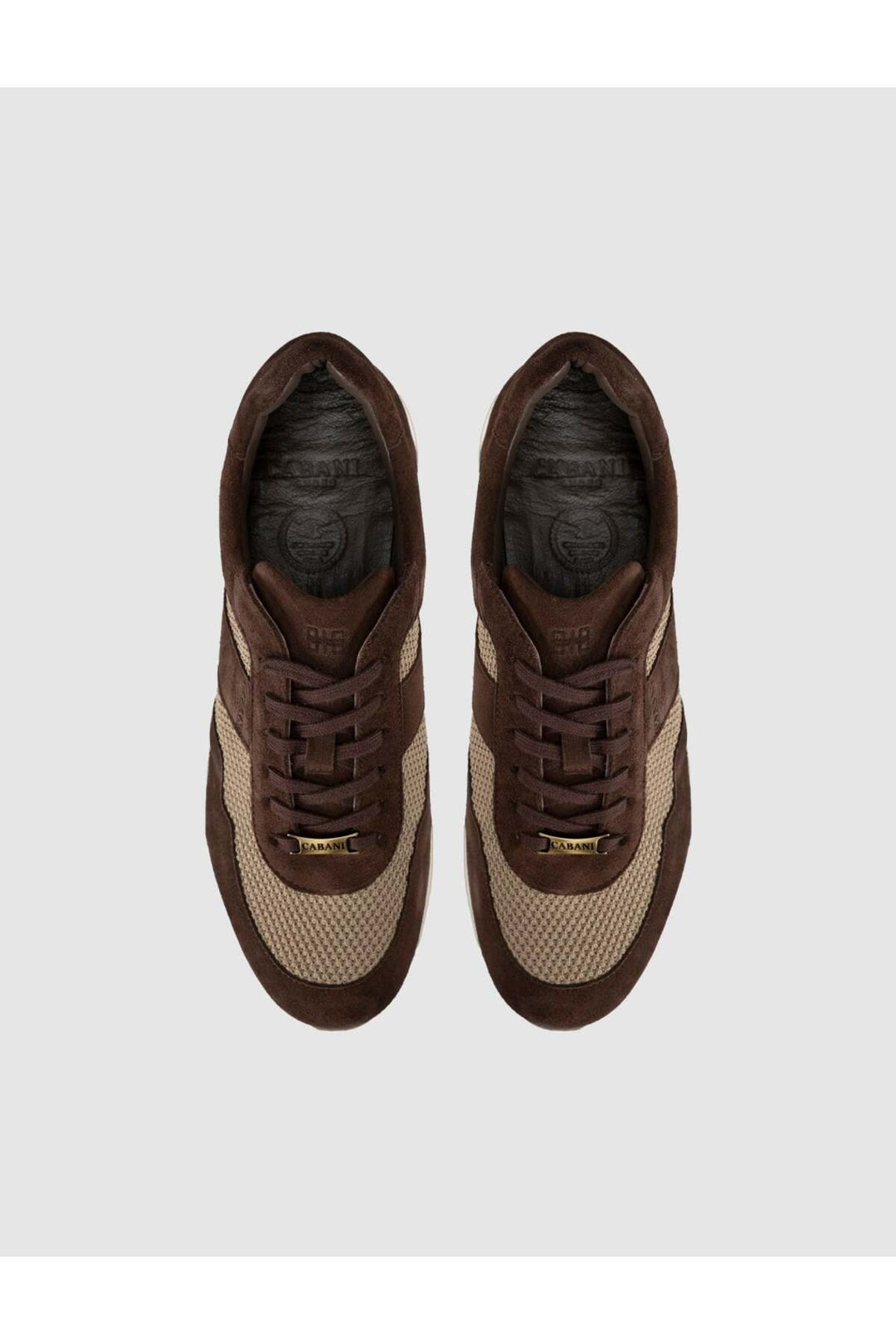 Cabani Shoes Baskets décontractées pour hommes en cuir véritable marron - Marron
