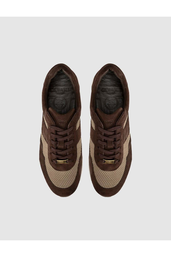 Cabani Shoes Baskets décontractées pour hommes en cuir véritable marron - Marron