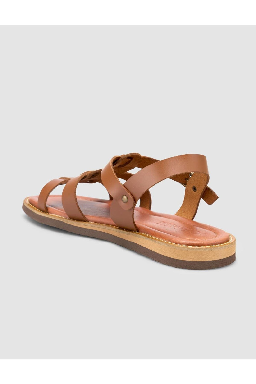 Cabani Shoes Sandales pour femmes en cuir véritable 100% marron. - Multicolore