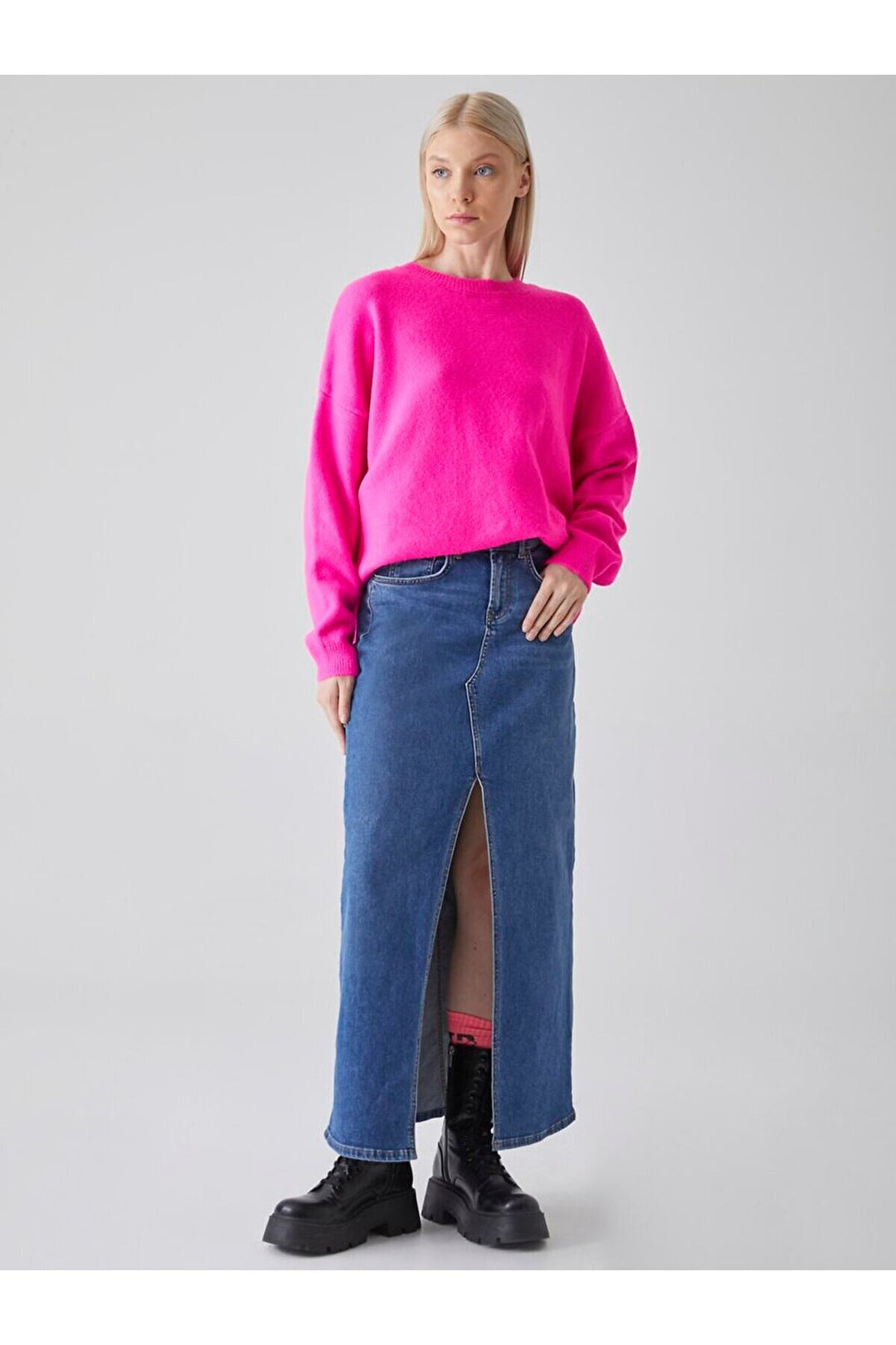 LTB Jupe en jean taille haute longue Mımosa - orta Bleu_54656