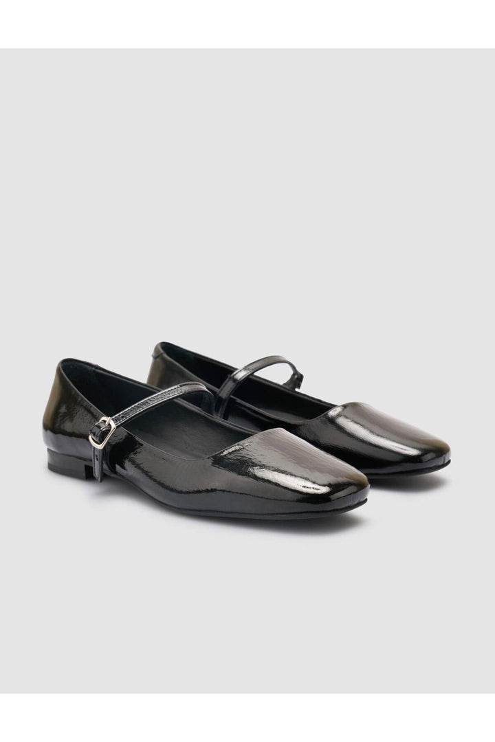 Cabani Shoes Ballerines femme en cuir véritable noir verni 100% - Noir