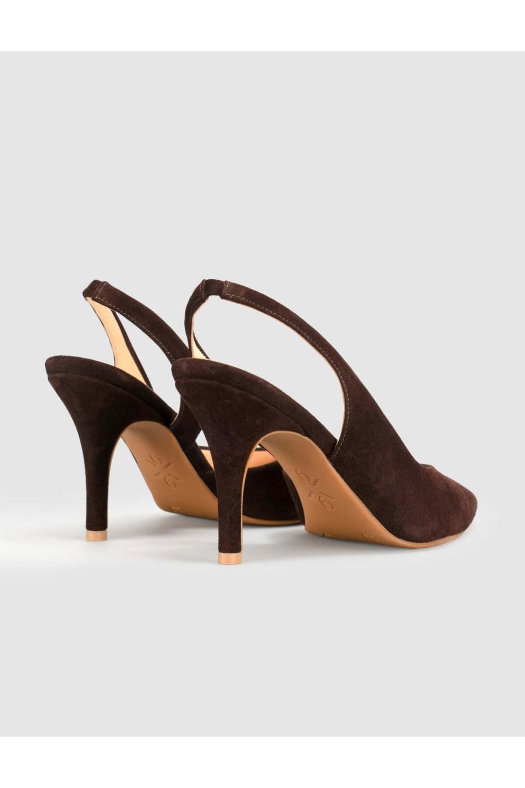Cabani Shoes Escarpins à talons aiguilles pour femmes en cuir suédé véritable marron avec bride arrière. - Marron