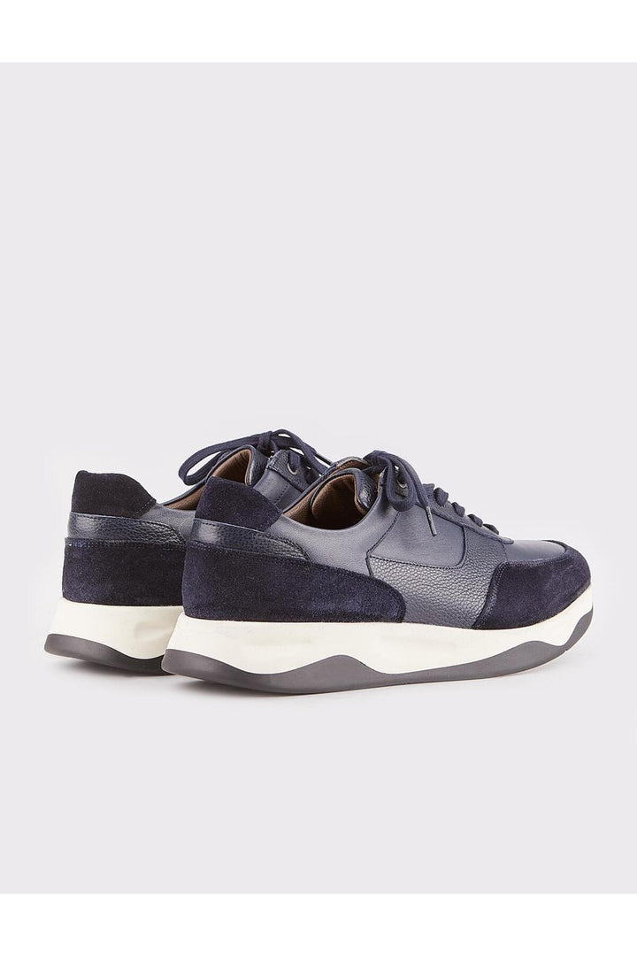 Cabani Shoes Chaussures de sport en cuir véritable pour homme bleu marine à lacets - Bleu marine
