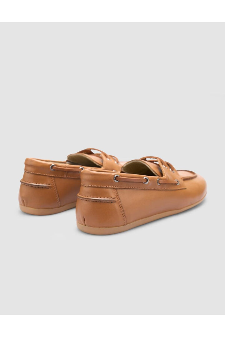 Cabani Shoes Valosco %100 Cuir Véritable Chaussures de Bateau Quotidiennes Femme en Cognac - Multicolore
