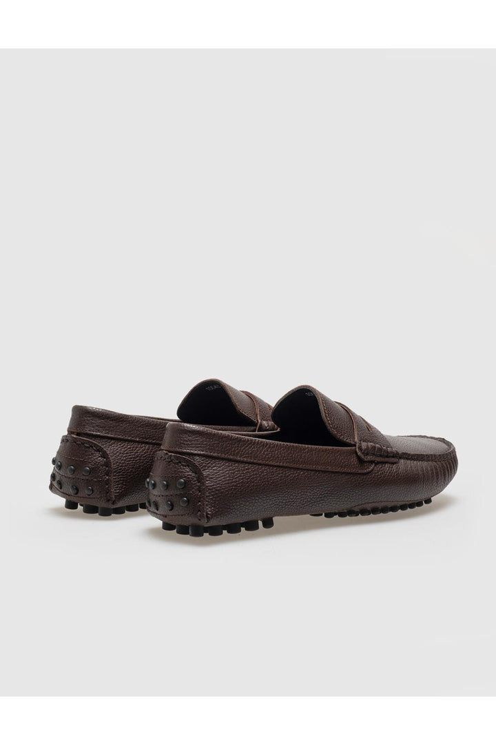 Cabani Shoes Mocassins pour hommes en cuir véritable avec ceinture marron - Multicolore
