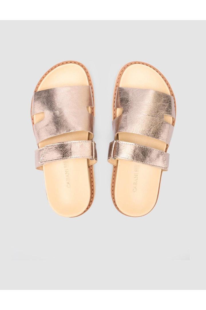 Cabani Shoes %100 Cuir véritable Sandales brillantes en bronze pour femmes - Bronze
