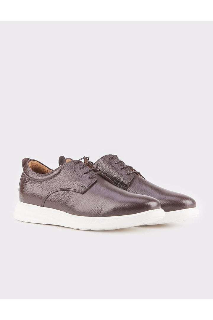 Cabani Shoes Chaussures décontractées pour hommes en cuir véritable marron à lacets avec semelle en EVA - Marron