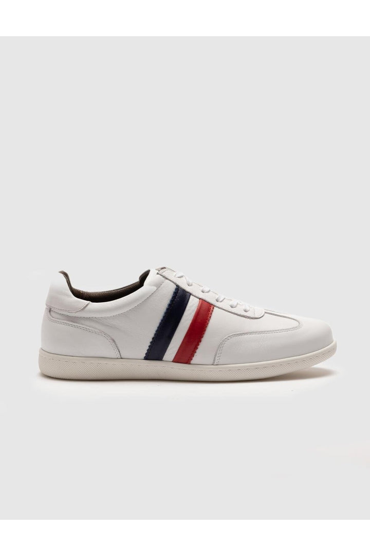 Cabani Shoes Chaussures de sport pour hommes en cuir véritable blanches à lacets - Blanc
