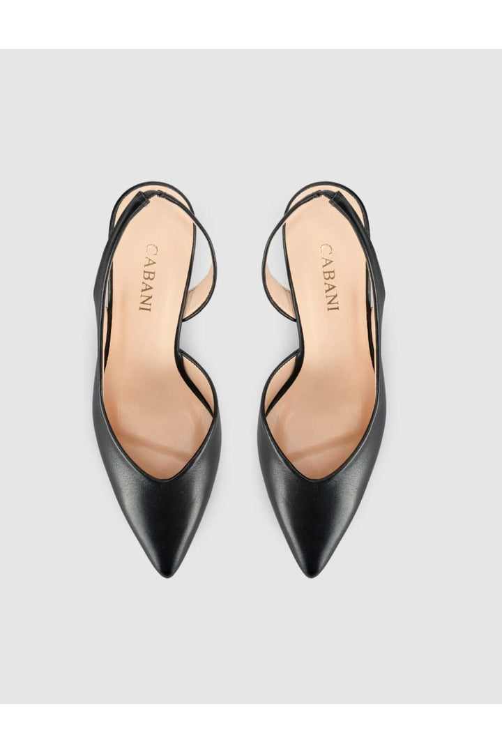 Cabani Shoes Escarpins Slingback en cuir suédé véritable pour femmes en noir - Noir