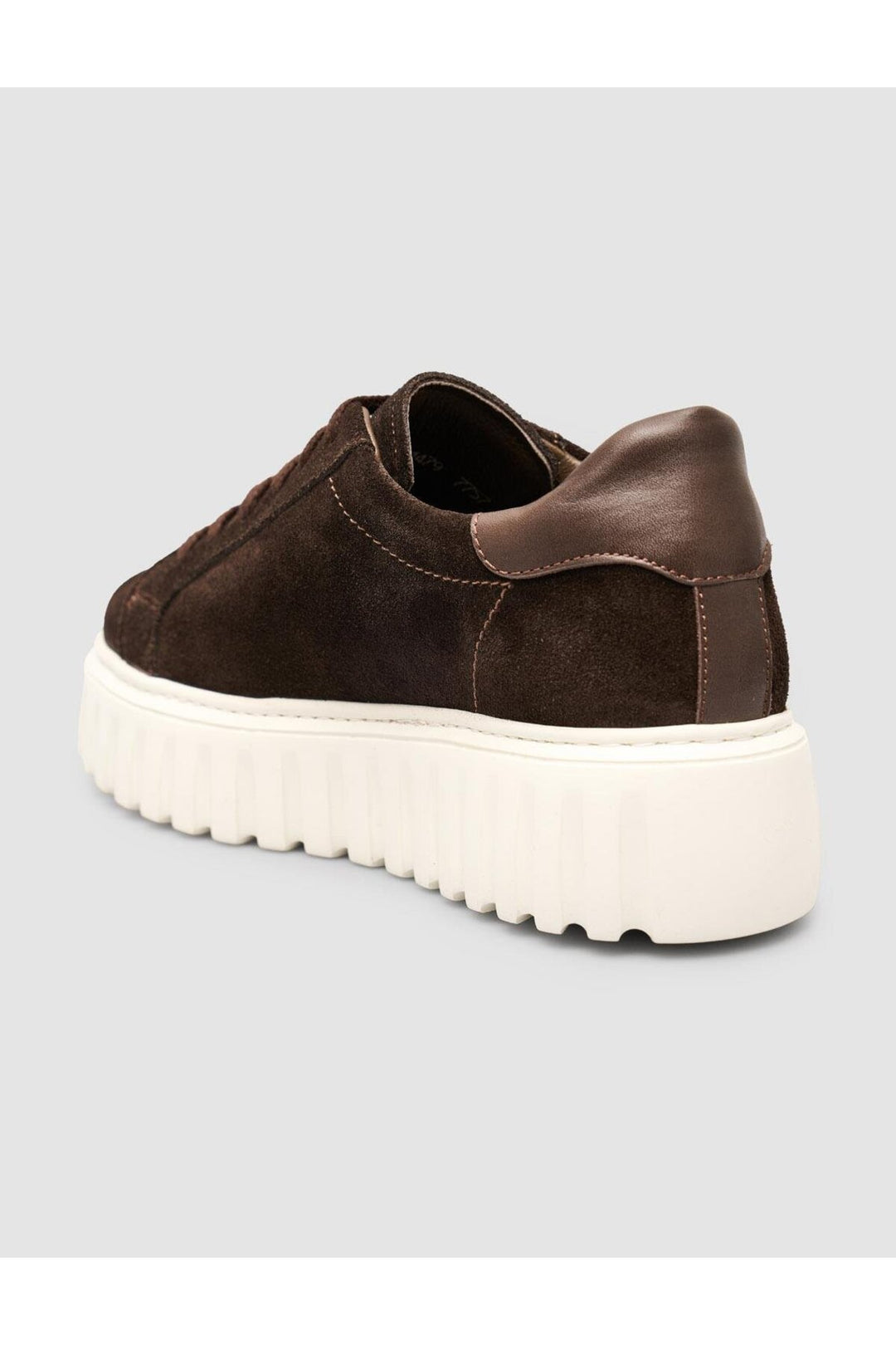 Cabani Shoes Baskets femme en croco marron avec lacets en suède - Marron