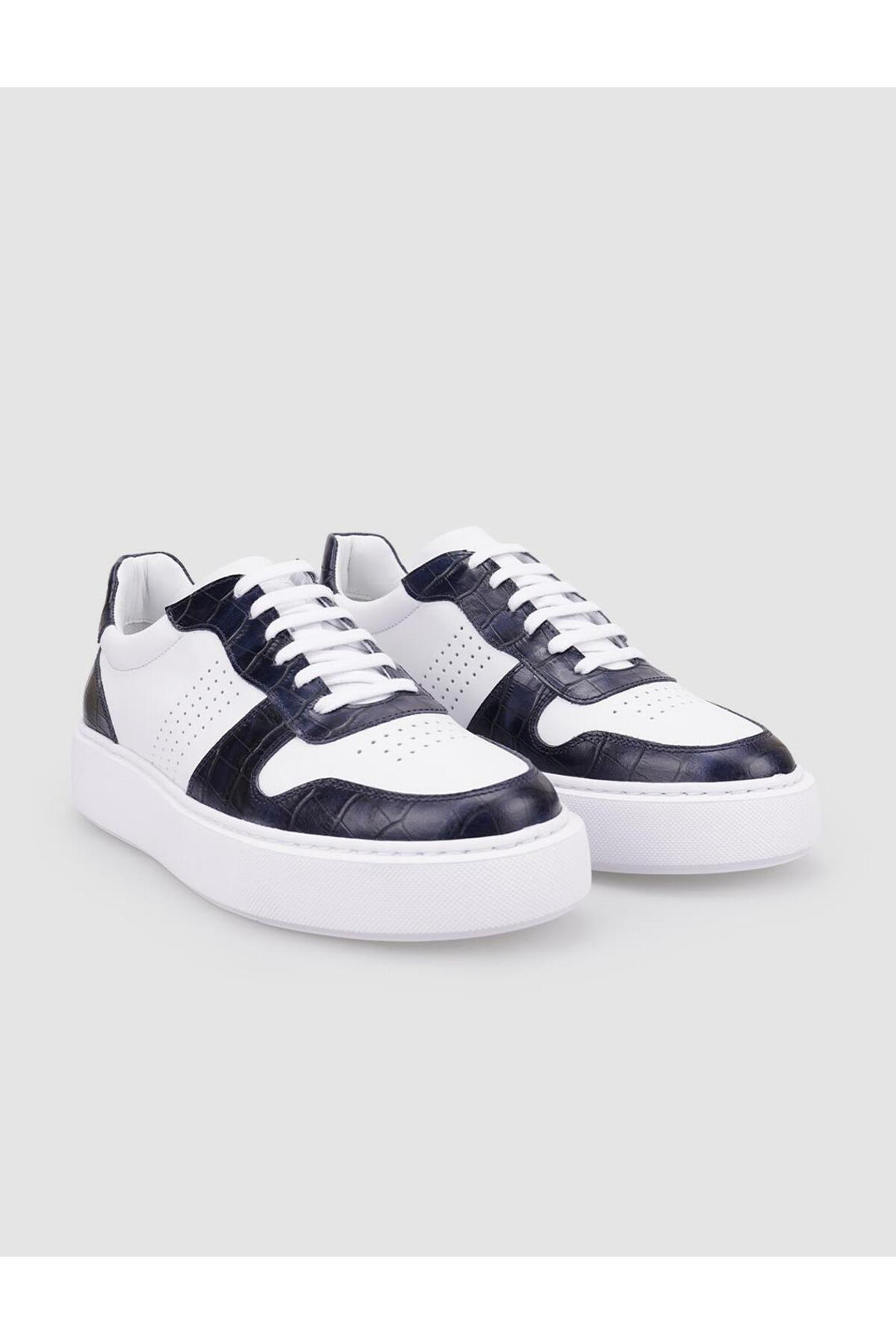 Cabani Shoes Baskets pour hommes en cuir véritable 100 % blanc - Blanc