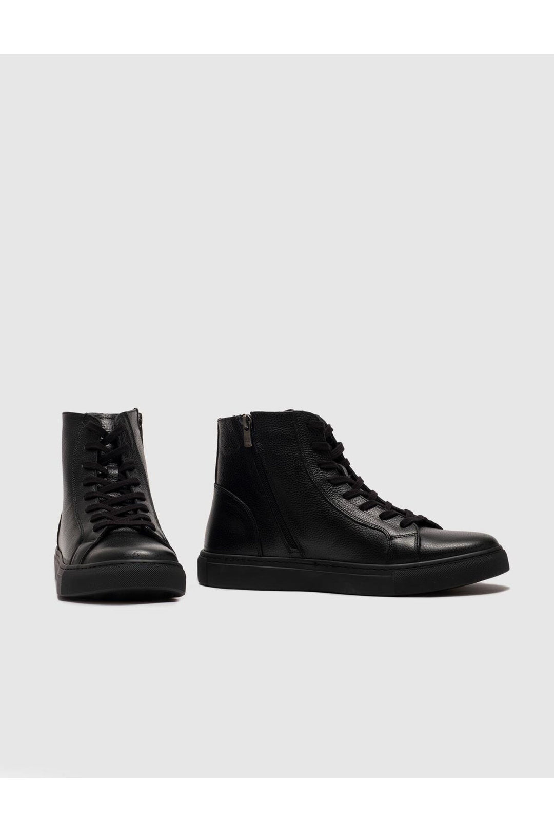Cabani Shoes Bottines pour hommes en cuir véritable avec semelle en caoutchouc légère, lacées et zippées, noires. - Multicolore