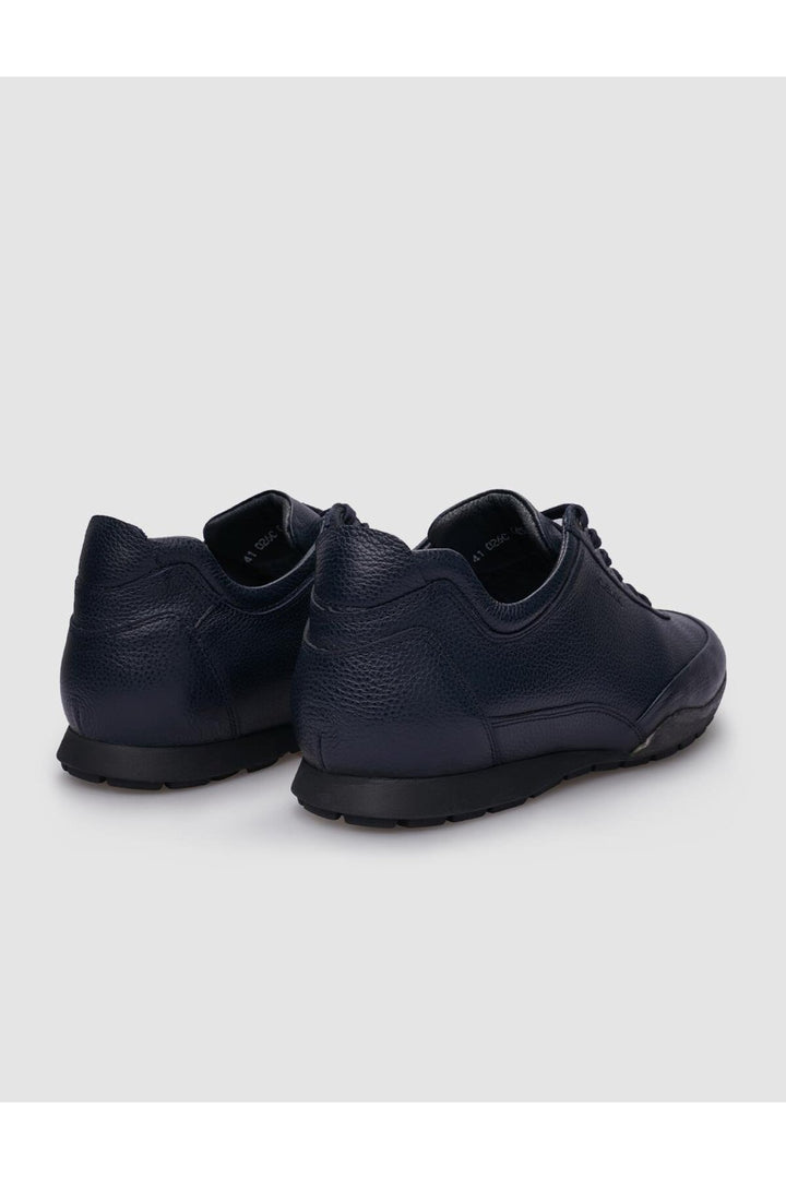Cabani Shoes Chaussures décontractées pour hommes en cuir véritable 100% bleu marine à lacets - Bleu marine