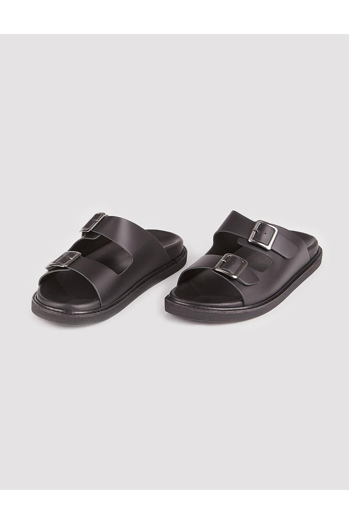 Cabani Shoes Sandales pour hommes en cuir véritable avec ceinture noires - Multicolore