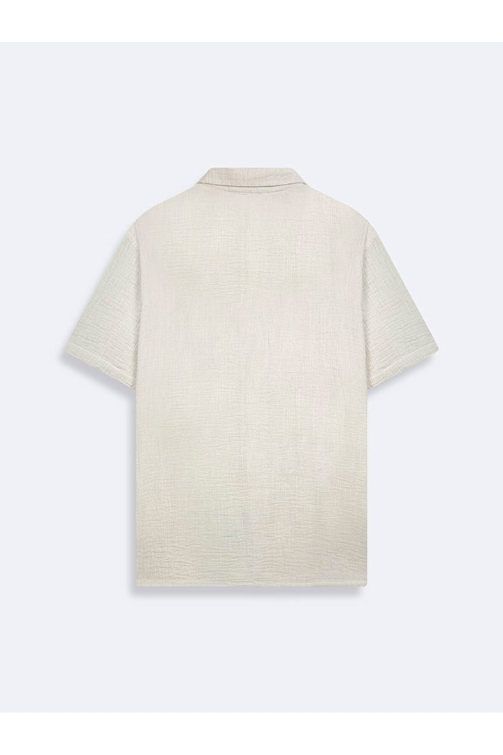 LTB Chemise marron à col montant à demi-boutons - Marron